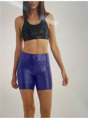 Koral Purple High-Rise Textured Bike Shorts